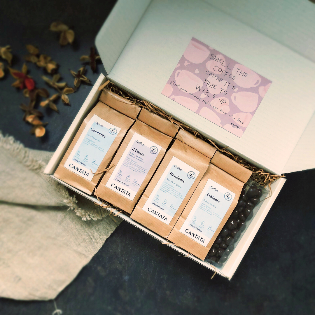 Smell the coffee cause it is time to wake up - koffie cadeaupakket medium